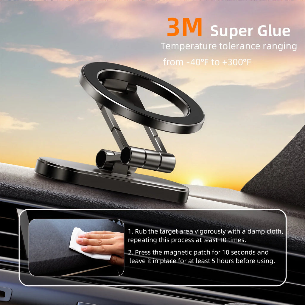 Dual Side Magnetic Car Phone Holder for Magsafe Car Dashboard Mount 360° Rotation Phone Holder for iPhone 17 16 15 Android