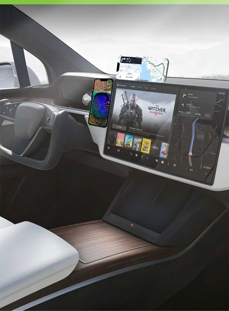 Invisible Foldaway Car Phone Mount Holder 15W Magnetic Magsafe Macsafe Wireless Charger for Tesla Model 3 Y X S BYD Atto 3