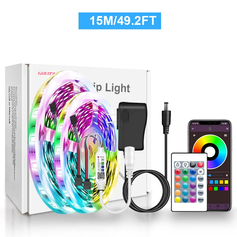 LED Strip Lights RGB 5050 LED Strips Bluetooth APP Control Color Changing DC 12V 30LEDS/M Per Meter For Bedroom Room Kitchen Bar Shopifynow