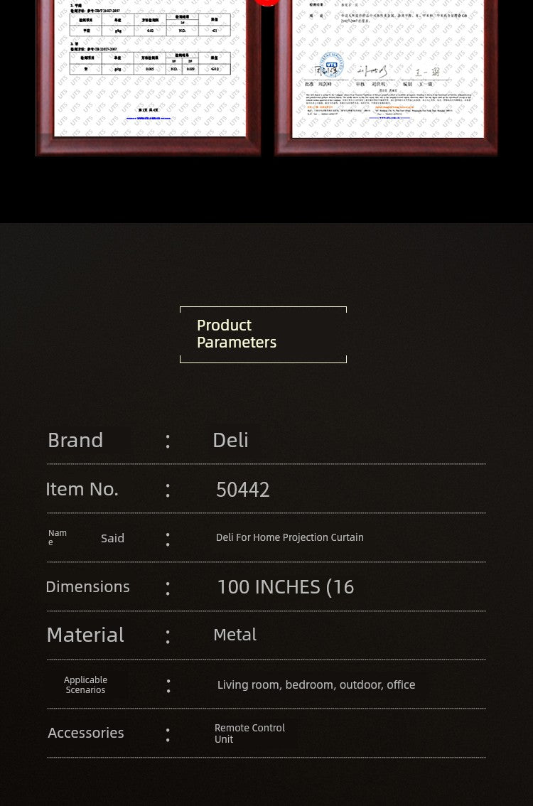 Deli Hanging Projection Screen Curtain Electric Remote Control 100-Inch 4:3 Projection Curtain Office For Home Projector Curtain 120-Inch 16:10 Tripod Screen Wall Screen 84-Inch Shopifynow