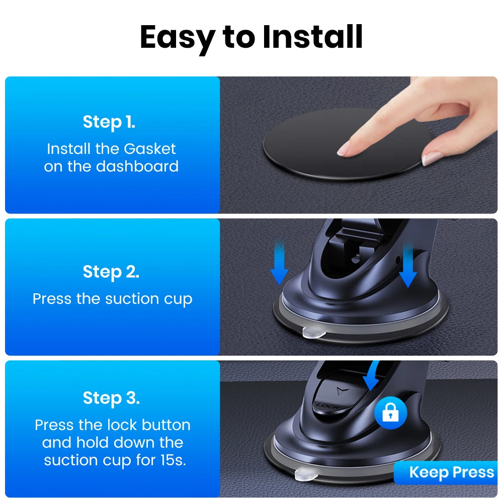 TOPK Mag-Safe Magnetic Car Phone Holder Car Mount for Windshield and Dashboard[Strong Suction]Adjustable Long Arm for Cellphones