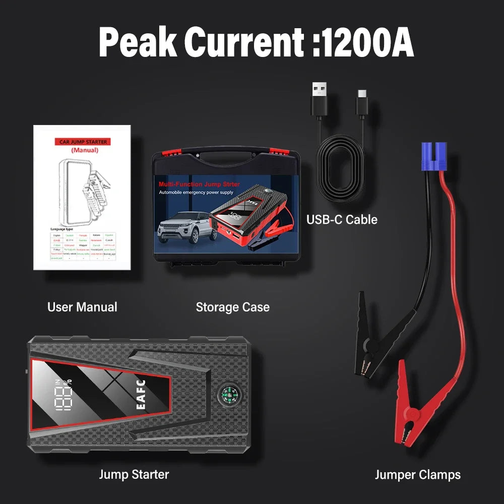 2000A/1200A/600A Car Jump Starter Power Bank Car Battery Booster Charger 12V Starting Device Petrol Diesel-Car Starter Buster - Shopifynow