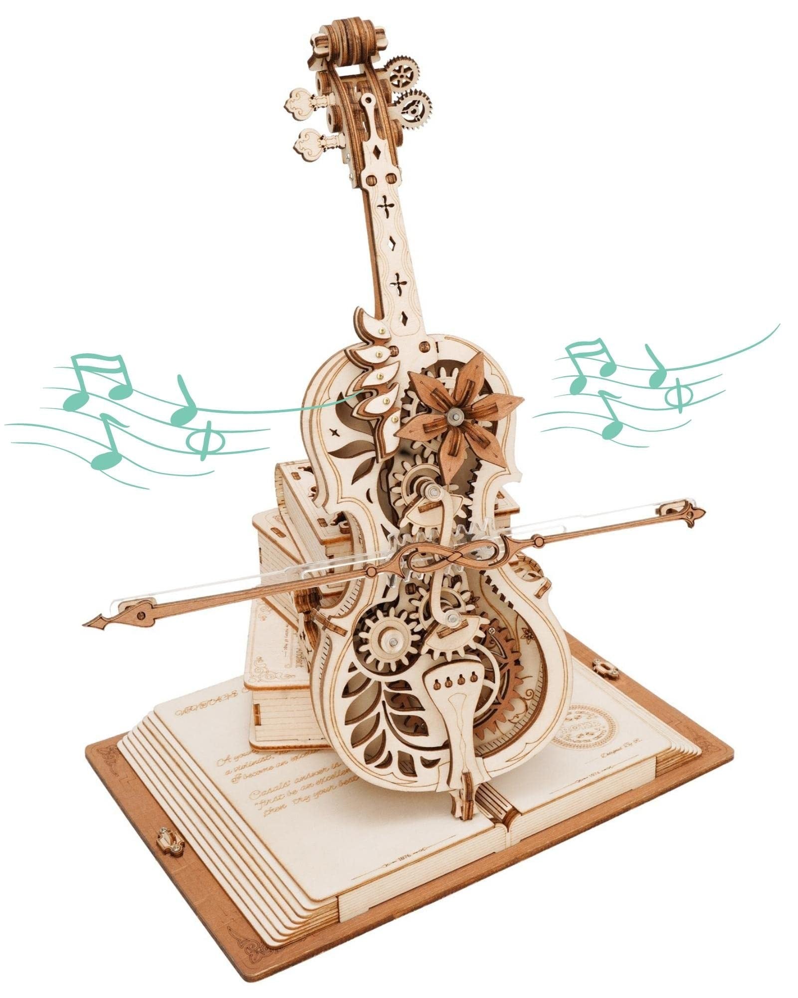 Robotime ROKR Magic Cello Mechanical Music Box Moveable Stem Funny Creative Toys For Child Girls 3D Wooden Puzzle AMK63 Shopifynow