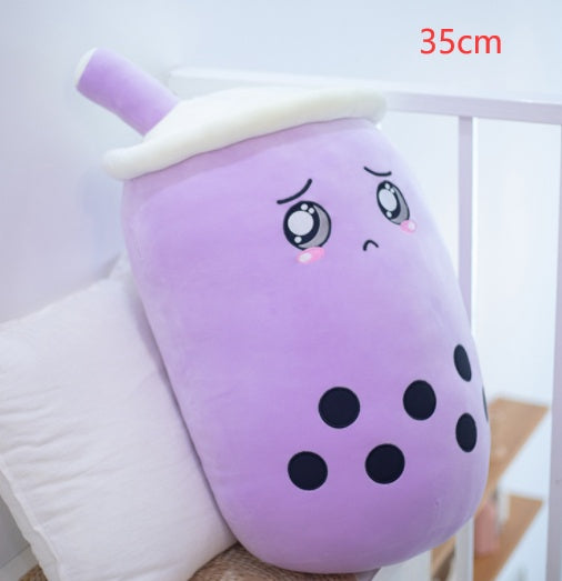 Cute Fruit Drink Plush Stuffed Soft Strawberry Milk Tea Plush Boba Tea Cup Toy Bubble Tea Pillow Cushion Kids Gift CJ