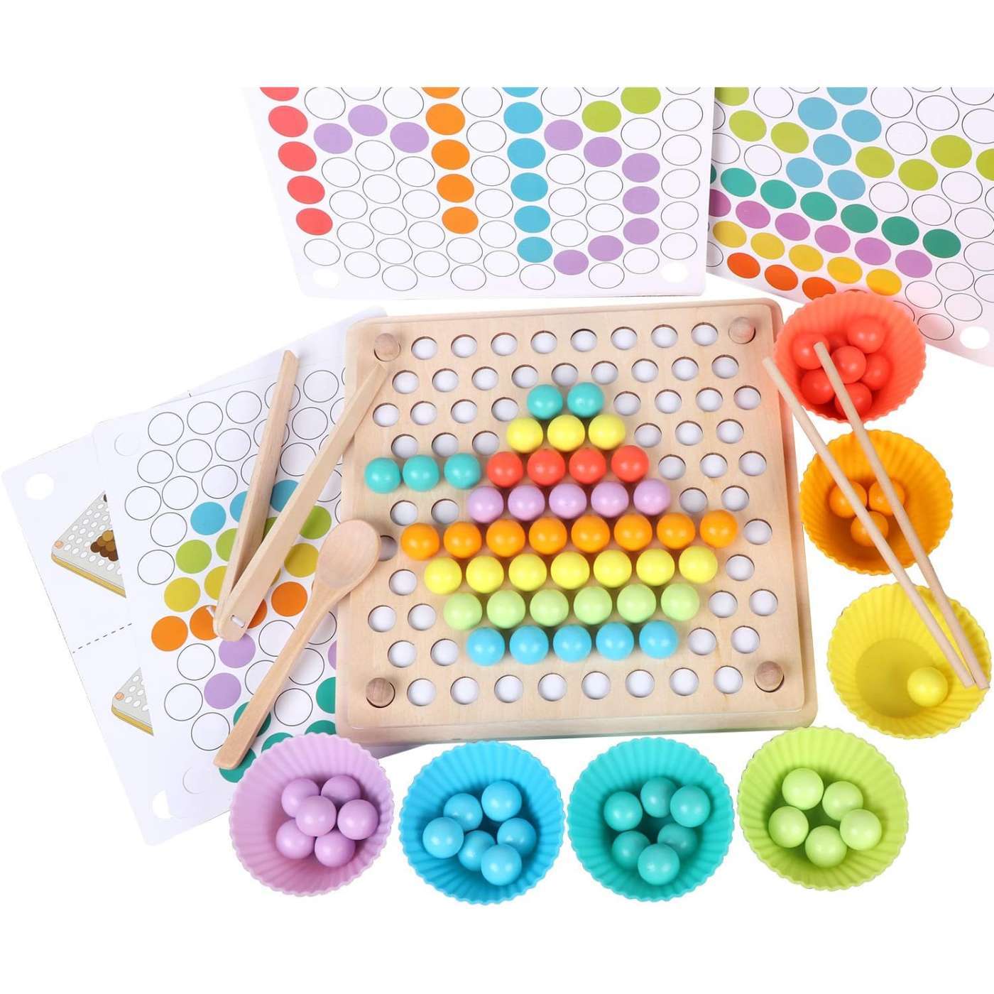 Wooden Peg Board Beads Game, Learning Montessori Toys,Color Sorting Stacking Matching Toys For Toddlers, Counting Toy For Kids, Educational Games For Fine Motor Math, Gift For Girls And Boys Shopifynow