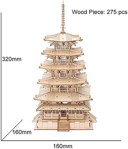 Robotime Five-storied Pagoda 3D Wooden Puzzle Toys For Children Kids Birthday Gift TGN02 Shopifynow