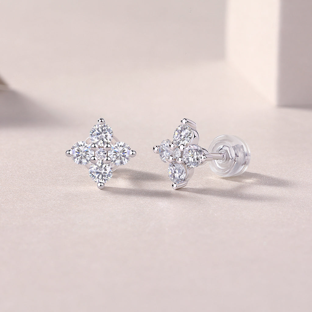 Sweetheart French - Fashionable And Luxurious Diamond Jewelry Set With Moissanite S925 Sterling Silver And Platinum-plated Stud Earrings Shopifynow