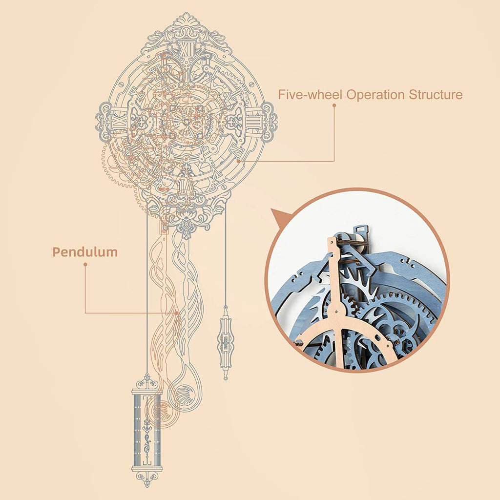 Robotime ROKR 3D Wooden Puzzle Time Art Romantic Notes Wall Clock Model Toys For Children Kids - LC701 Shopifynow