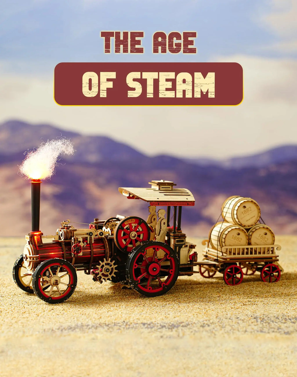 ROKR 3D Wooden Puzzle Car Model Steam Engine Mechanical Teens Kids Birthday Gift Shopifynow