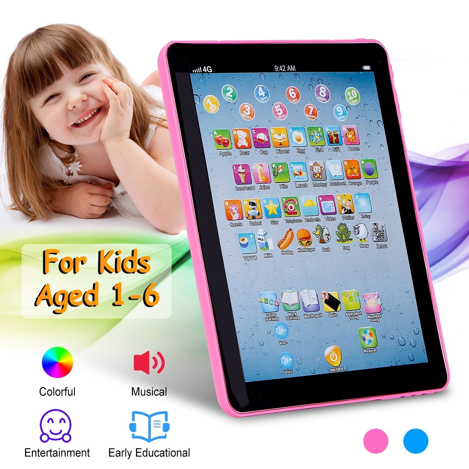 Baby Learning Tablet Educational Mini Pads Toys Touch Learn Toddler Tablet For ABC Numbers Words Gift For Boys Girls Aged 1-6 Year Old Kids Shopifynow