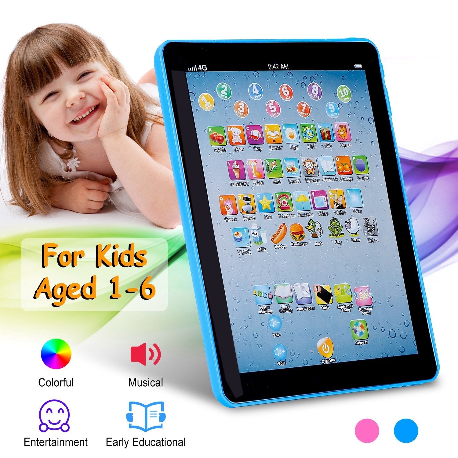 Baby Learning Tablet Educational Mini Pads Toys Touch Learn Toddler Tablet For ABC Numbers Words Gift For Boys Girls Aged 1-6 Year Old Kids Shopifynow
