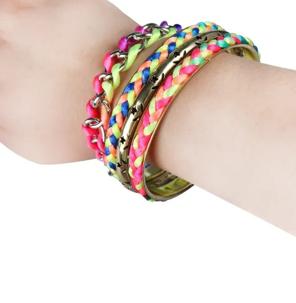 4Pcs Colorful Woven Burnished Gold Bracelets Set Shopifynow