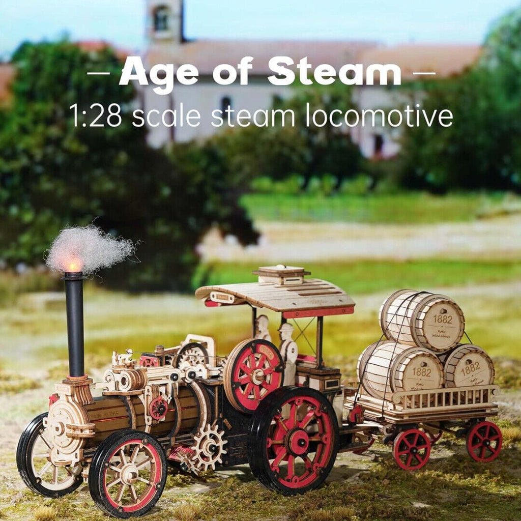 ROKR 3D Wooden Puzzle Car Model Steam Engine Mechanical Teens Kids Birthday Gift Shopifynow