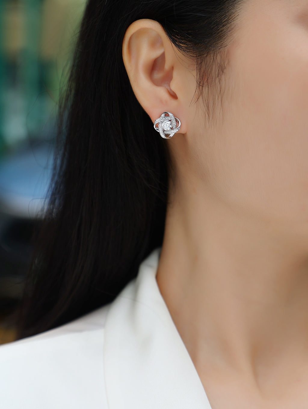 Hope Beam - A Fashionable And Luxurious Diamond Jewelry Piece Set With Half-carat Moissanite S925 Sterling Silver And Platinum-plated Stud Earrings Shopifynow