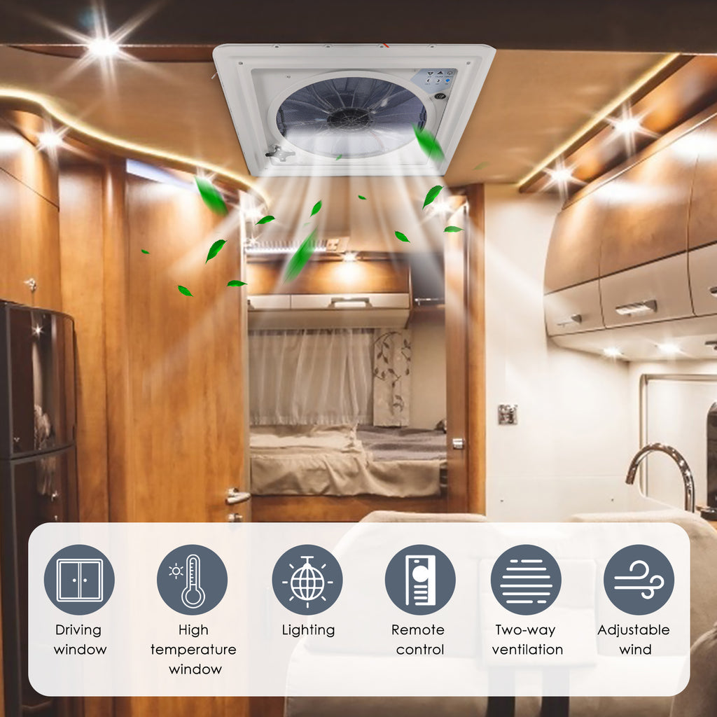 3 Speed 40x40cm Caravan RV Roof Skylight Motorhomes Vents with Rain Sensor 12V High Air Volume Electric RV Roof Vents Fan Shopifynow
