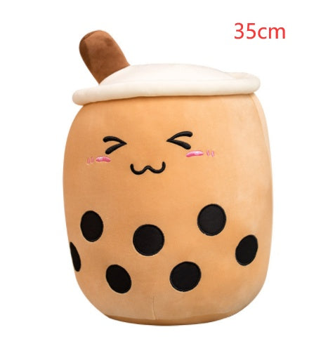Cute Fruit Drink Plush Stuffed Soft Strawberry Milk Tea Plush Boba Tea Cup Toy Bubble Tea Pillow Cushion Kids Gift CJ