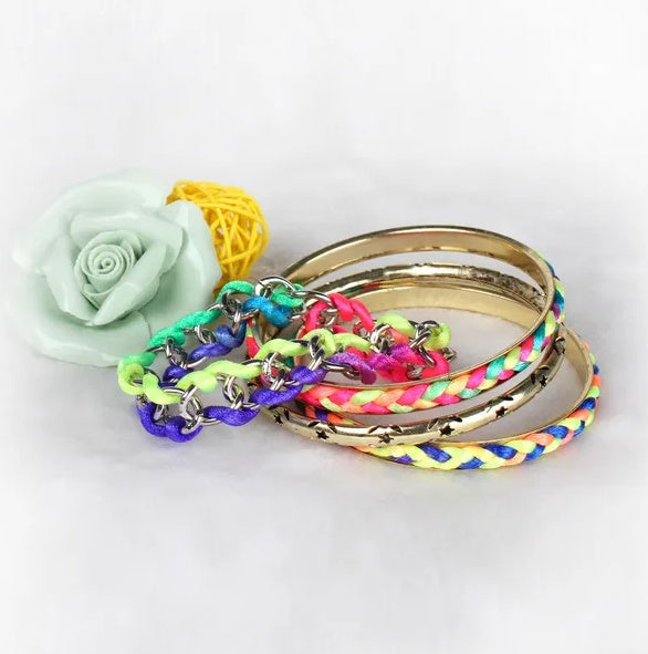 4Pcs Colorful Woven Burnished Gold Bracelets Set Shopifynow