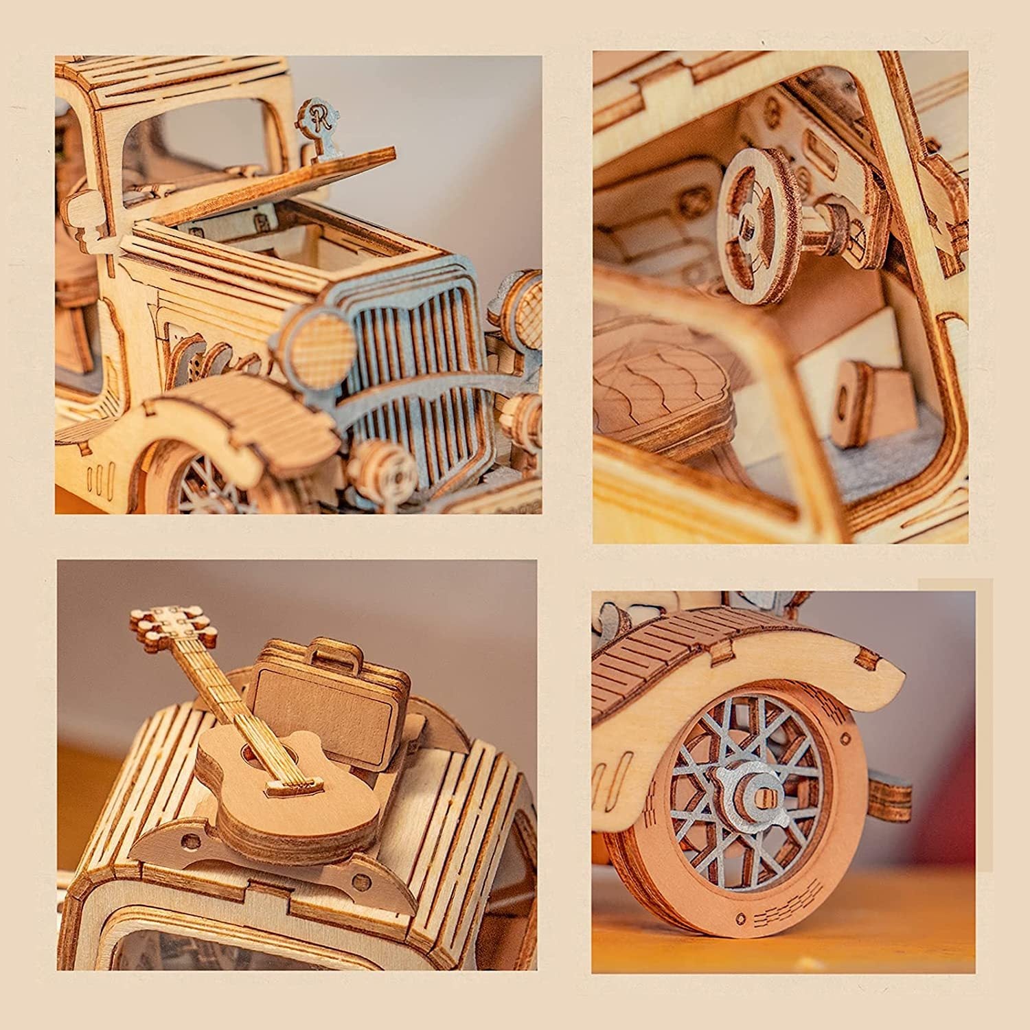 Robotime Rolife Vintage Car Model 3D Wooden Puzzle Toys For Chilidren Kids Shopifynow