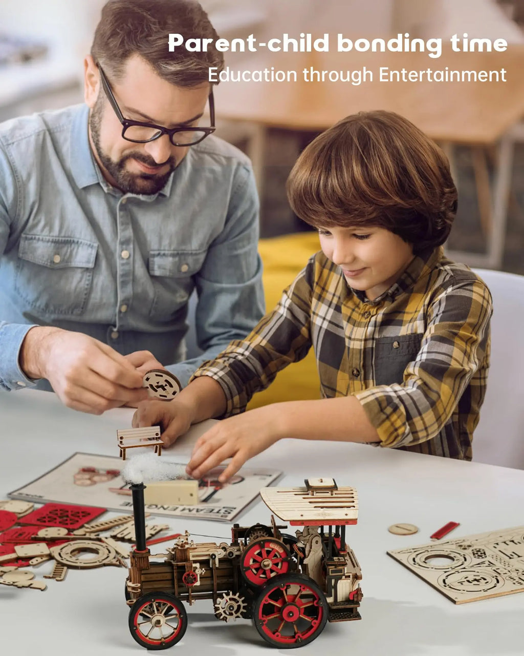 ROKR 3D Wooden Puzzle Car Model Steam Engine Mechanical Teens Kids Birthday Gift Shopifynow