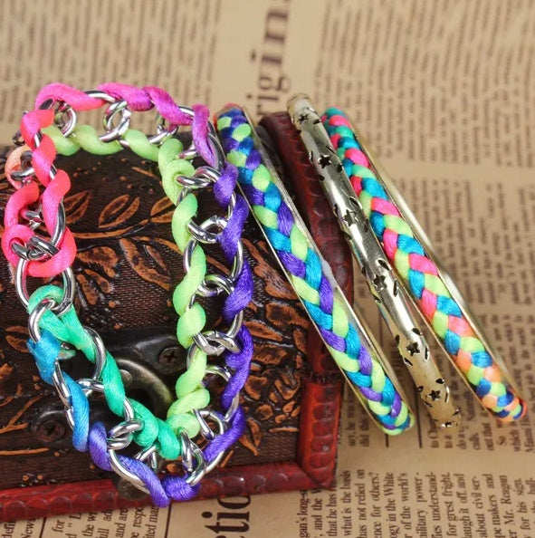 4Pcs Colorful Woven Burnished Gold Bracelets Set Shopifynow
