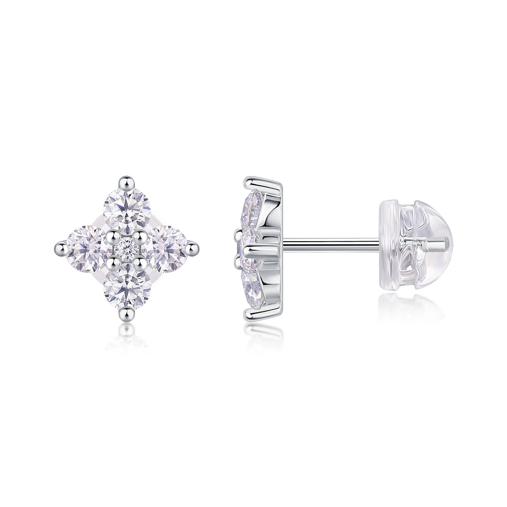 Sweetheart French - Fashionable And Luxurious Diamond Jewelry Set With Moissanite S925 Sterling Silver And Platinum-plated Stud Earrings Shopifynow