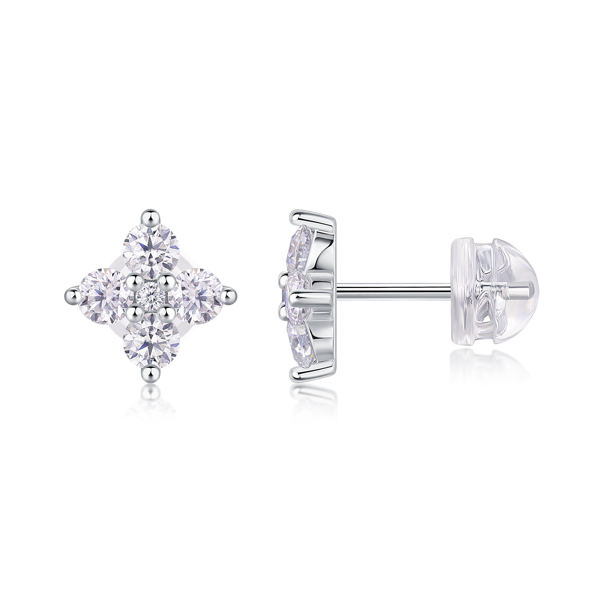 Sweetheart French - Fashionable And Luxurious Diamond Jewelry Set With Moissanite S925 Sterling Silver And Platinum-plated Stud Earrings Shopifynow