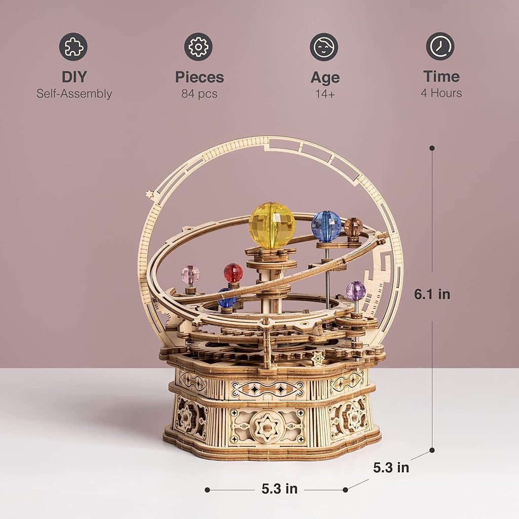 ROKR Rotating Starry Night Mechanical Music Box 3D Wooden Puzzle Assembly Model Building Kits Toys For Children Kids - AMK51 Shopifynow