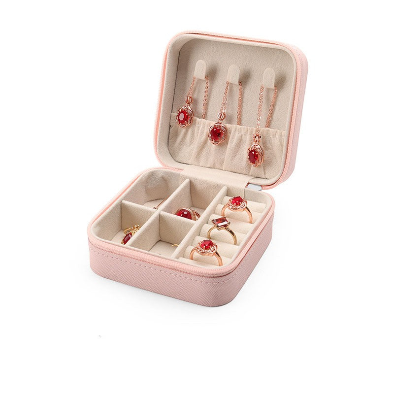 Small Square Ring, Earring, And Necklace Organizer Box - Pink Shopifynow