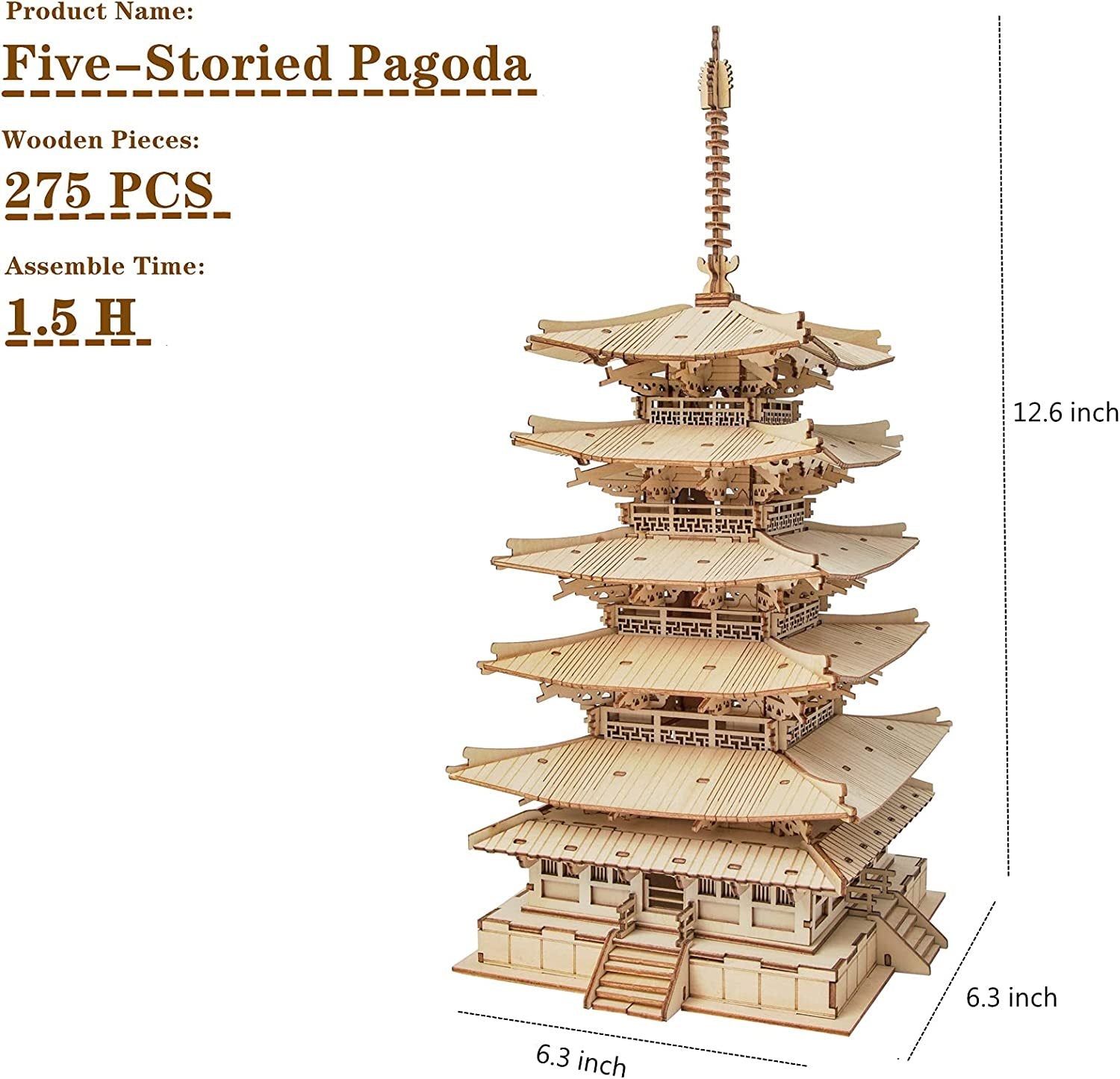 Robotime Five-storied Pagoda 3D Wooden Puzzle Toys For Children Kids Birthday Gift TGN02 Shopifynow
