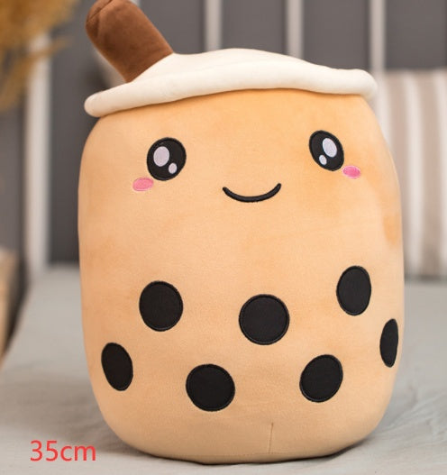 Cute Fruit Drink Plush Stuffed Soft Strawberry Milk Tea Plush Boba Tea Cup Toy Bubble Tea Pillow Cushion Kids Gift CJ