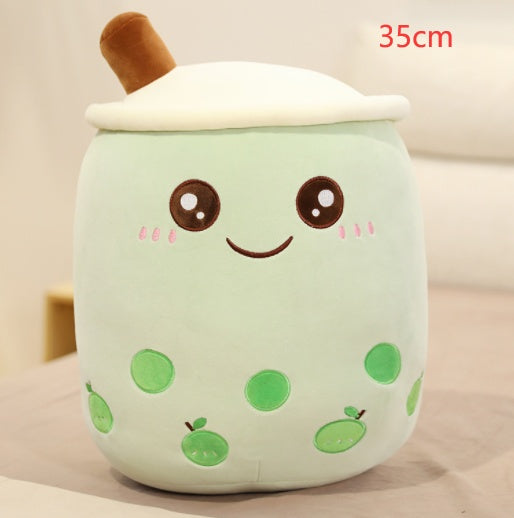 Cute Fruit Drink Plush Stuffed Soft Strawberry Milk Tea Plush Boba Tea Cup Toy Bubble Tea Pillow Cushion Kids Gift CJ