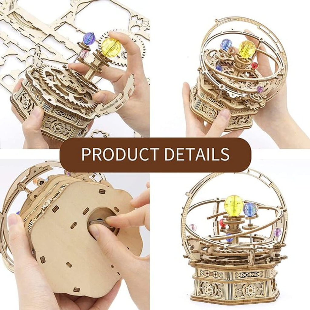 ROKR Rotating Starry Night Mechanical Music Box 3D Wooden Puzzle Assembly Model Building Kits Toys For Children Kids - AMK51 Shopifynow