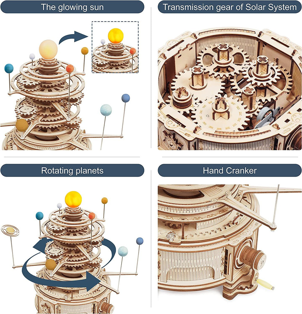 Robotime ROKR 316PCS Rotatable Mechanical Orrery 3D Wooden Puzzle Games Assemble Model Building Kits Toys Gift For Children Boys Shopifynow