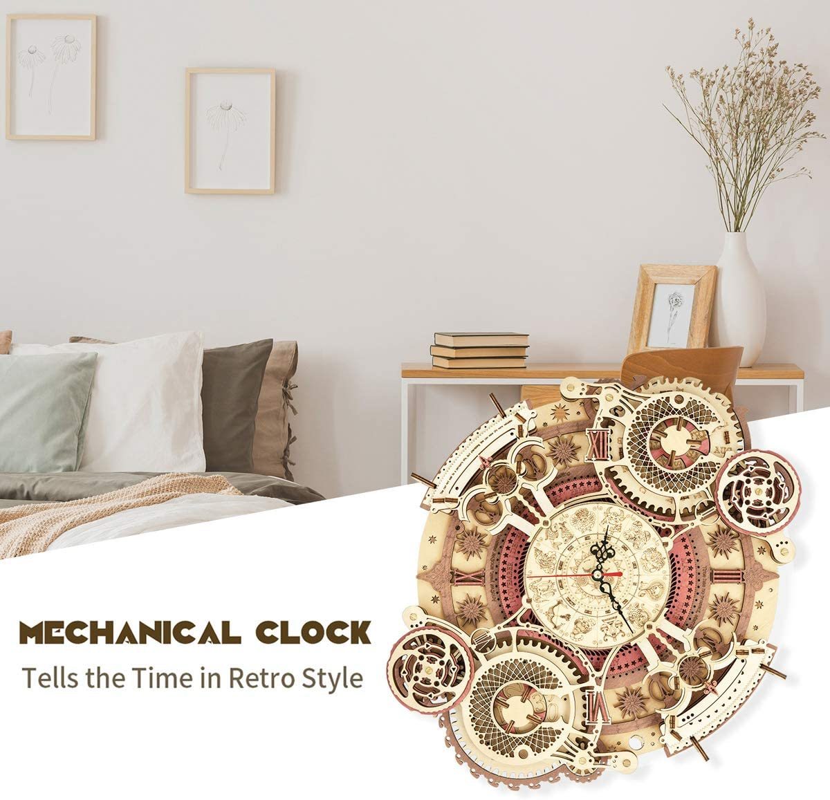 Robotime ROKR Time Art Zodiac Wall Clock 3D Wooden Puzzle Games Model Building Kits Toys For Children Kids Shopifynow