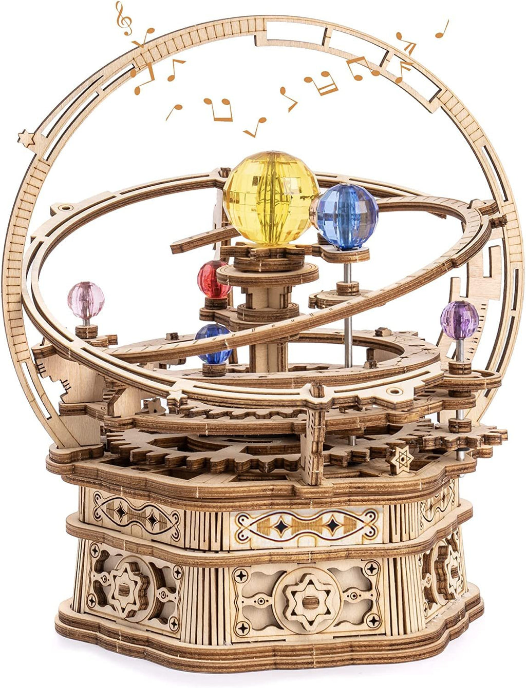ROKR Rotating Starry Night Mechanical Music Box 3D Wooden Puzzle Assembly Model Building Kits Toys For Children Kids - AMK51 Shopifynow