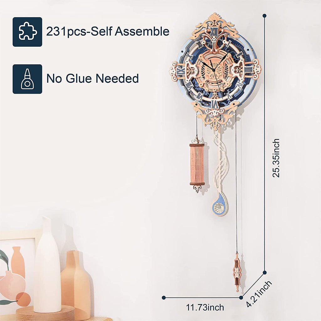 Robotime ROKR 3D Wooden Puzzle Time Art Romantic Notes Wall Clock Model Toys For Children Kids - LC701 Shopifynow