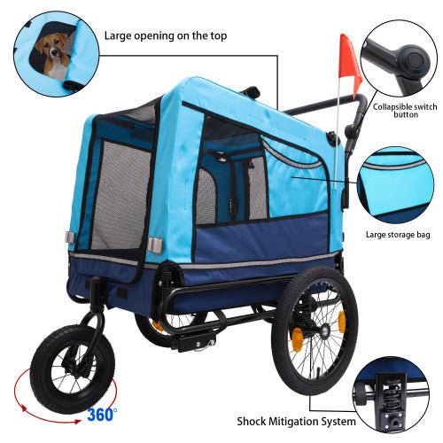 Outdoor Heavy Duty Foldable Utility Pet Stroller Dog Carriers Bicycle Trailer Shopifynow