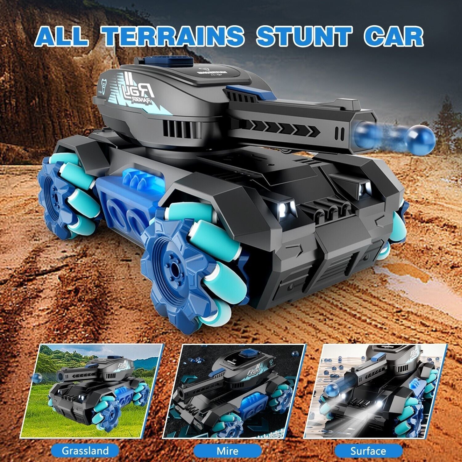 RC Tank Toys Four Wheel Drive Remote Control Car 2.4G Gesture Control Water Bomb Shopifynow