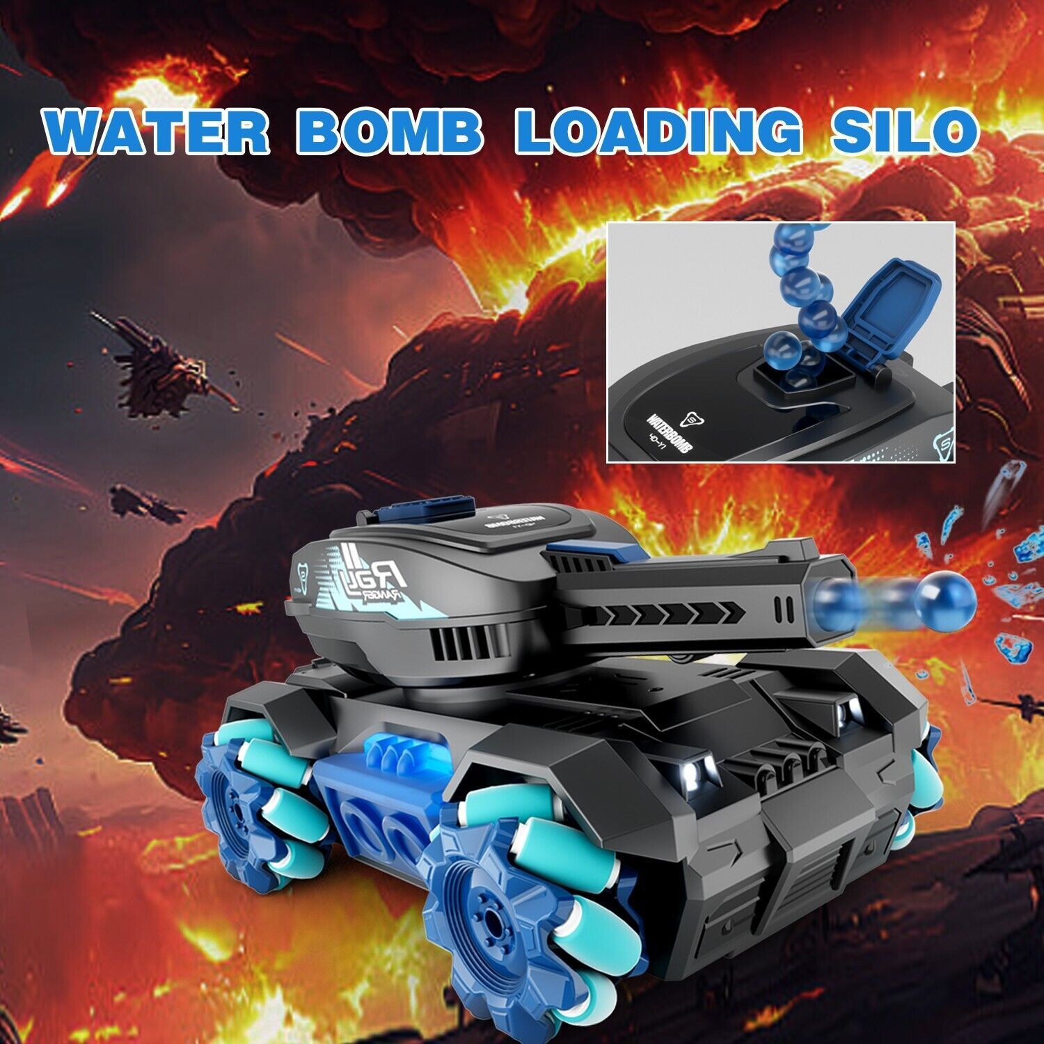 RC Tank Toys Four Wheel Drive Remote Control Car 2.4G Gesture Control Water Bomb Shopifynow
