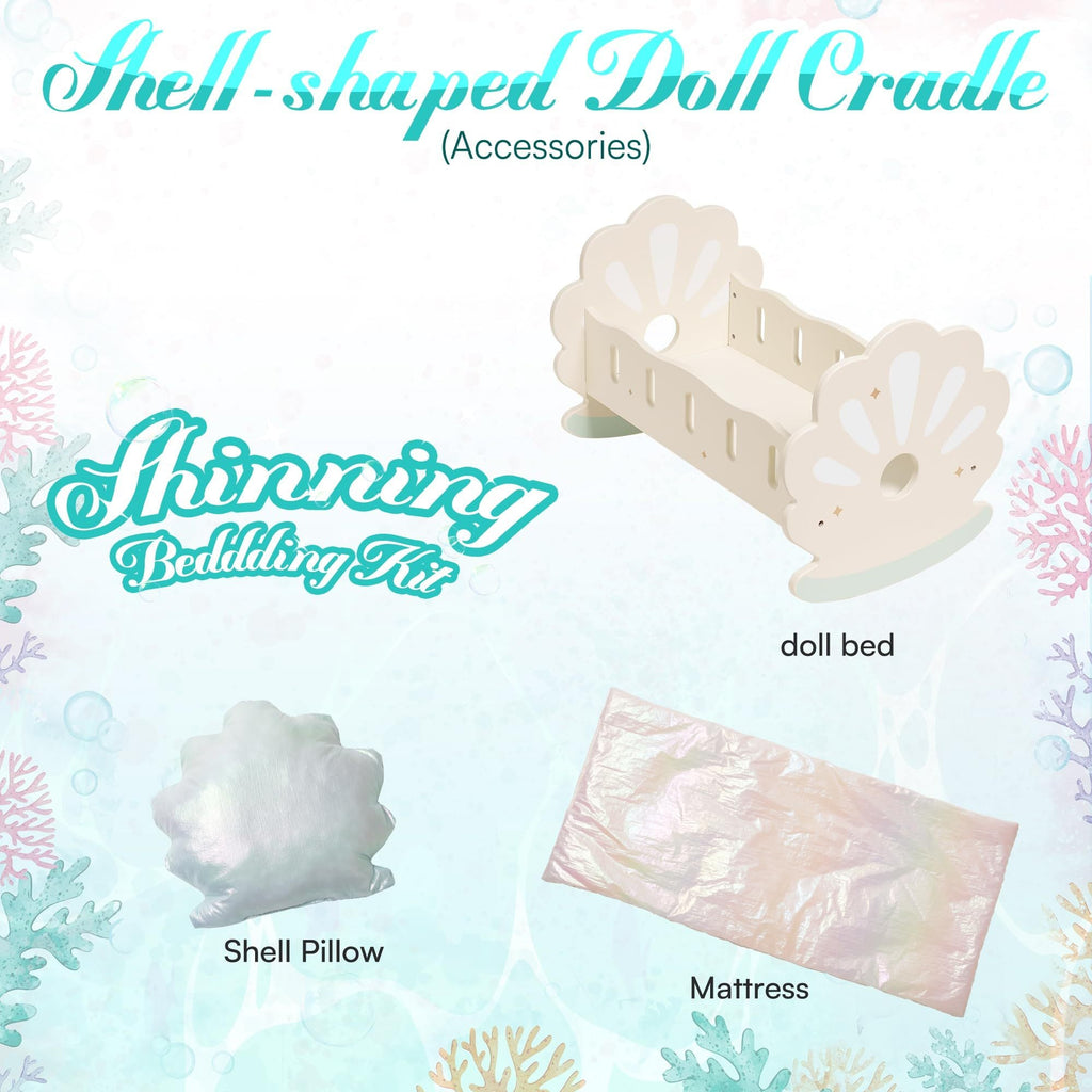 ROBOTIME Baby Doll Crib, Baby Doll Bed, Doll Rocking Cradle Baby Doll Accessories Furniture With Bedding For 18 Inch Dolls Shopifynow