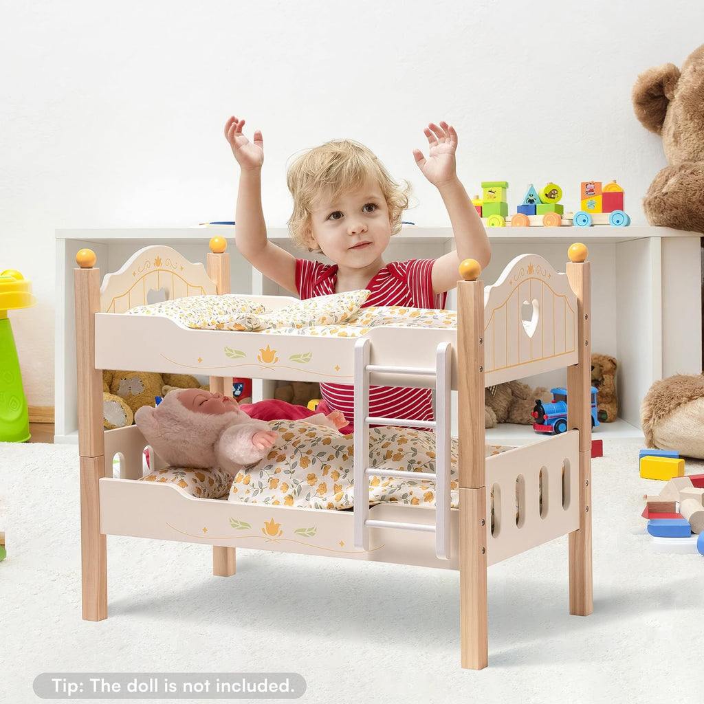 ROBOTIME Doll Bunk Beds Cradle For 18 Inch Dolls, Wooden Baby Doll Beds Cribs Fits American Girls Shopifynow