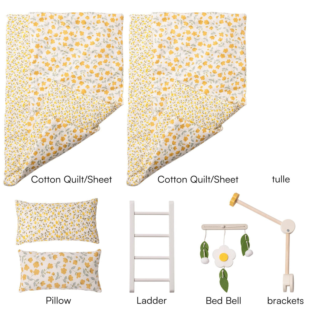 ROBOTIME Doll Bunk Beds Cradle For 18 Inch Dolls, Wooden Baby Doll Beds Cribs Fits American Girls Shopifynow