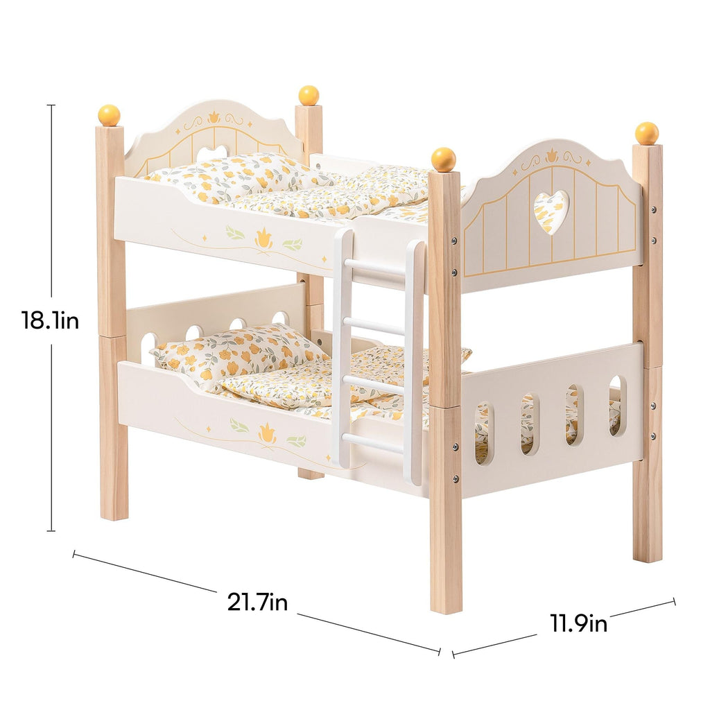 ROBOTIME Doll Bunk Beds Cradle For 18 Inch Dolls, Wooden Baby Doll Beds Cribs Fits American Girls Shopifynow