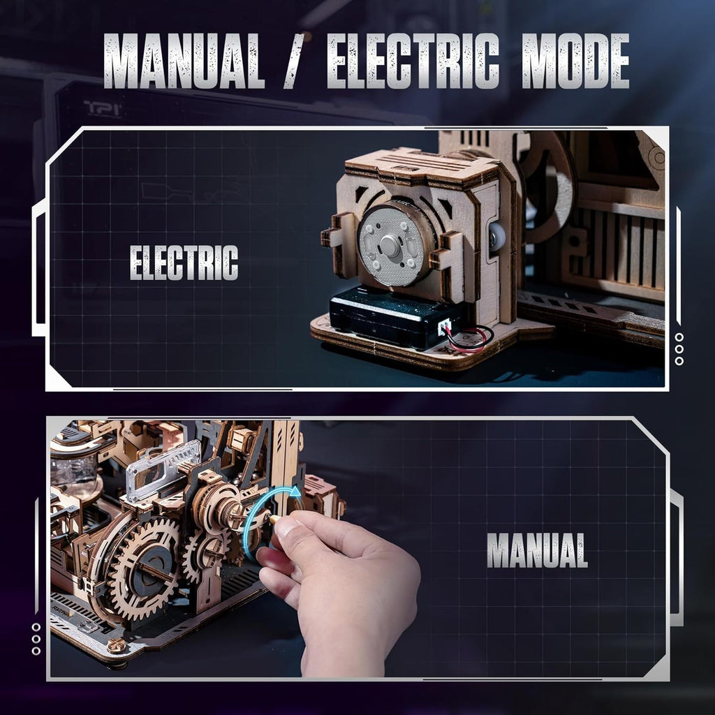 ROBOTIME Marble Run 3D Puzzle Wooden Model Kits For Adults To Build, Gifts Adults Electric Craft Boys, Marble Spaceport LGC01 Shopifynow