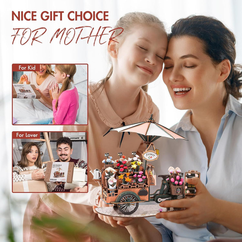 ROBOTIME Model Kits For Adults To Build Blossom Cart, 3D Wooden Puzzles Home Decor Craft Gifts For Adults Women Girls Boys TGS03 Shopifynow