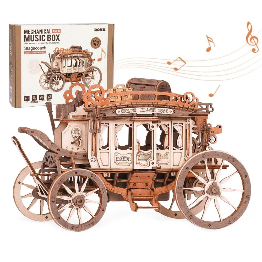 Robotime Rokr Stagecoach Music Box 3D Wooden Puzzle For Adults Birthday Anniversary Day Gift Hobby STEM Kits Model Easy To Build Shopifynow