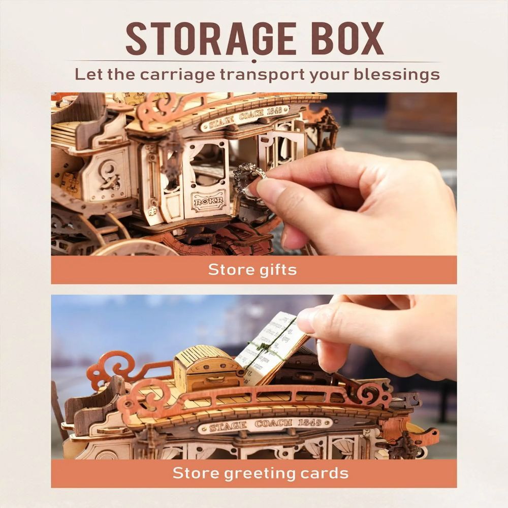 Robotime Rokr Stagecoach Music Box 3D Wooden Puzzle For Adults Birthday Anniversary Day Gift Hobby STEM Kits Model Easy To Build Shopifynow