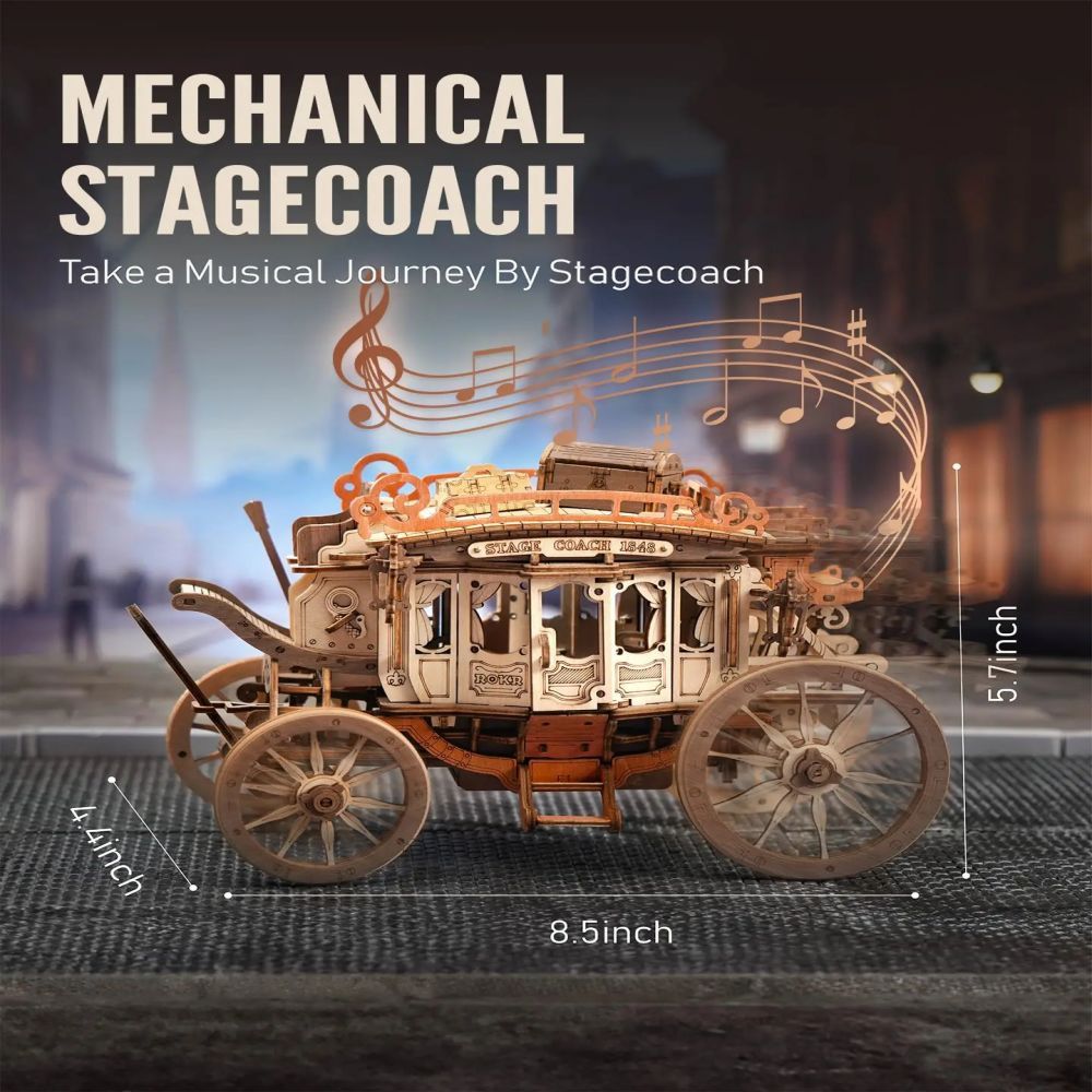 Robotime Rokr Stagecoach Music Box 3D Wooden Puzzle For Adults Birthday Anniversary Day Gift Hobby STEM Kits Model Easy To Build Shopifynow