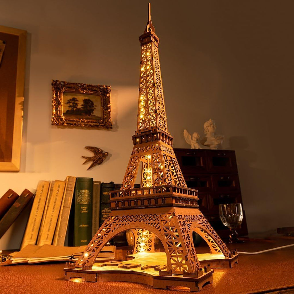 ROBOTIME Rolife Night Of The Eiffel Tower Large Wooden Puzzle With 4 Light Shows For Gift TGL01 Shopifynow