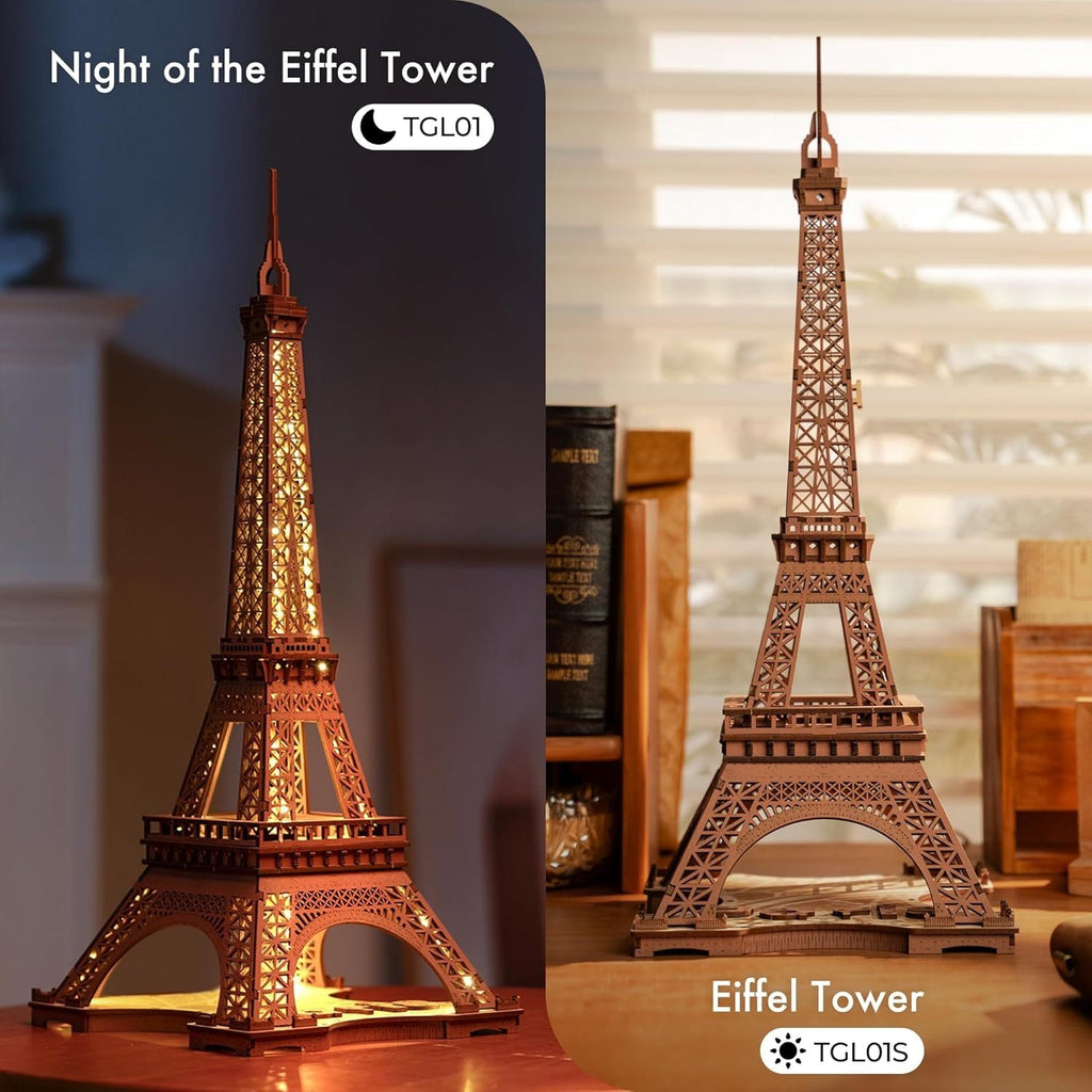 ROBOTIME Rolife Night Of The Eiffel Tower Large Wooden Puzzle With 4 Light Shows For Gift TGL01 Shopifynow